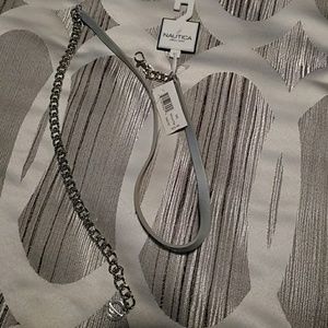 ! Nautica Belt-Silver Metallic w/Silver Chain